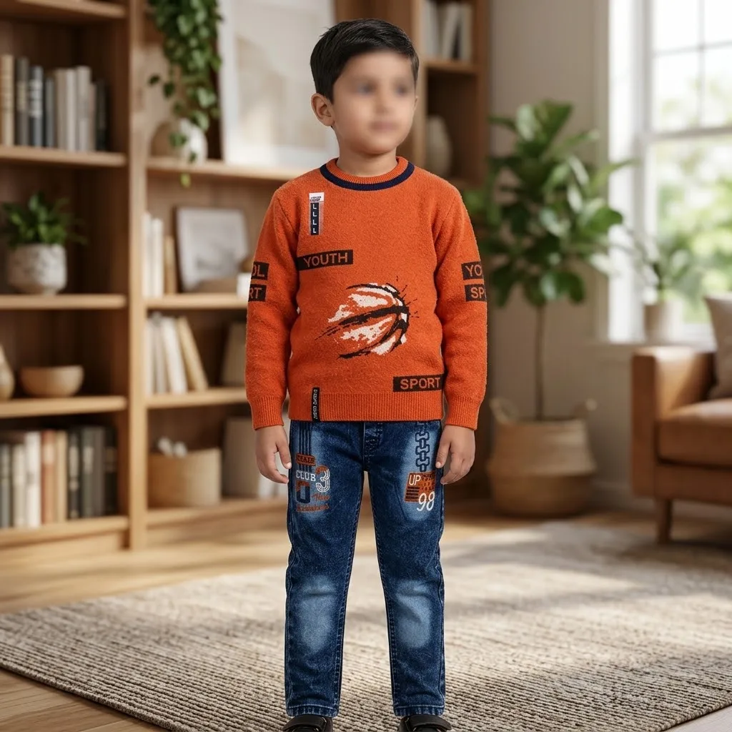 Boys’ 2 Piece Woolen T-Shirt & Jeans Set —
