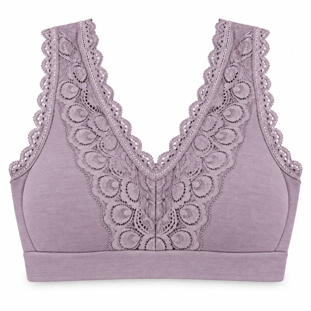 Removeable Pads Floral Lace V Neck Bralette —