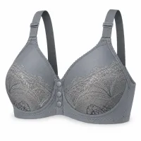 Grey Lace Bra with Front Snap Closure photo 1