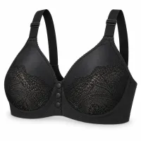 Black Lace Bra with Front Snap Closure photo 1