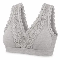 Removeable Pads Floral Lace V Neck Bralette photo 1