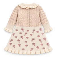 Girls’ 2-Piece Floral Knit Winter Set – Ruffle Dress & Matching Trousers photo 3